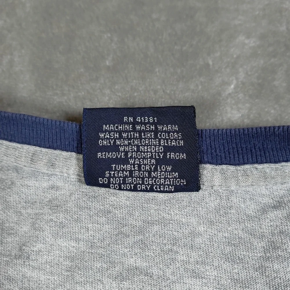 Vintage Polo Ralph Lauren Shirt Mens Large Gray Blue Ringer 67 Crew Neck
